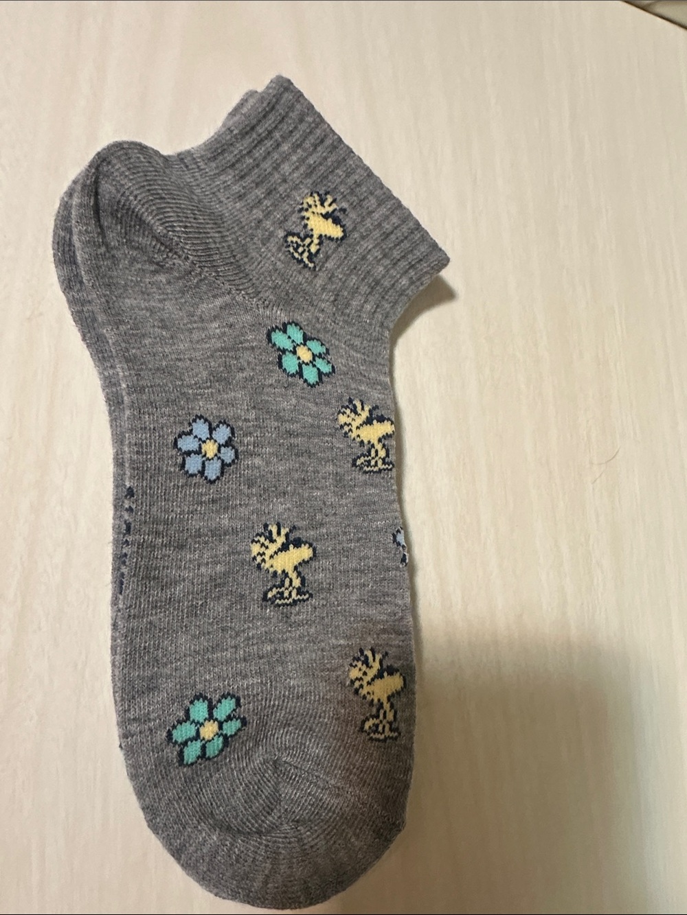 Grey Floral & Woodstock Ankle Socks